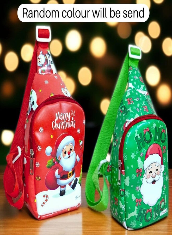 AMANVANI Christmas Kids Sling Bag - Festive Santa Print Crossbody Bag for Boys & Girls | Cute Holiday Shoulder Bag for School, Gifts & Travel | Random Colour Christmas Return Gift for Kids (1 Pcs) - Image 4